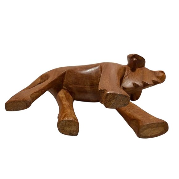 Hand-Carved Wooden Buffalo Figurine Wood Decor - Picture 5 of 7